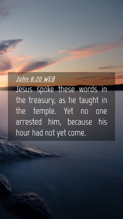 Picture 04 - John 8:20 WEB Mobile Phone Wallpaper - Jesus spoke these words in the treasury, as he - Mobile Bible Verse Wallpaper