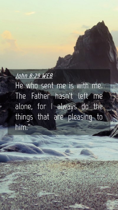 Picture 04 - John 8:29 WEB Mobile Phone Wallpaper - He who sent me is with me. The Father hasn't left - Mobile Bible Verse Wallpaper