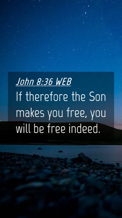 Picture 04 - John 8:36 WEB Mobile Phone Wallpaper - If therefore the Son makes you free, you will be - Mobile Bible Verse Wallpaper