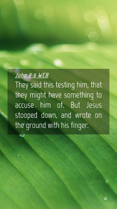 Picture 04 - John 8:6 WEB Mobile Phone Wallpaper - They said this testing him, that they might have - Mobile Bible Verse Wallpaper