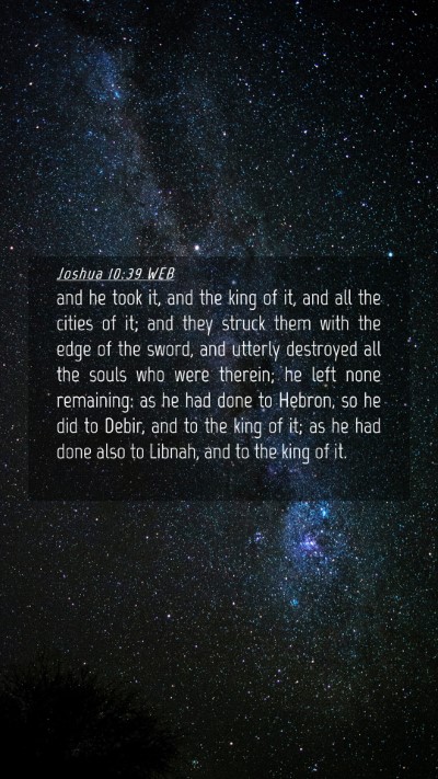 Picture 04 - Joshua 10:39 WEB Mobile Phone Wallpaper - and he took it, and the king of it, and all the - Mobile Bible Verse Wallpaper