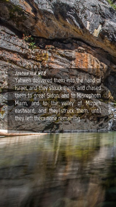 Picture 04 - Joshua 11:8 WEB Mobile Phone Wallpaper - Yahweh delivered them into the hand of Israel, - Mobile Bible Verse Wallpaper