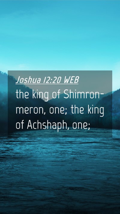 Picture 04 - Joshua 12:20 WEB Mobile Phone Wallpaper - the king of Shimron-meron, one; the king of - Mobile Bible Verse Wallpaper