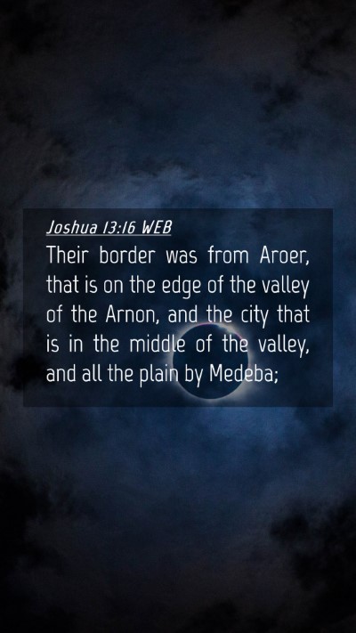 Picture 04 - Joshua 13:16 WEB Mobile Phone Wallpaper - Their border was from Aroer, that is on the edge - Mobile Bible Verse Wallpaper