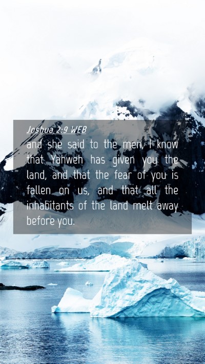 Picture 04 - Joshua 2:9 WEB Mobile Phone Wallpaper - and she said to the men, I know that Yahweh has - Mobile Bible Verse Wallpaper