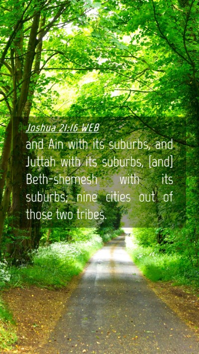 Picture 04 - Joshua 21:16 WEB Mobile Phone Wallpaper - and Ain with its suburbs, and Juttah with its - Mobile Bible Verse Wallpaper