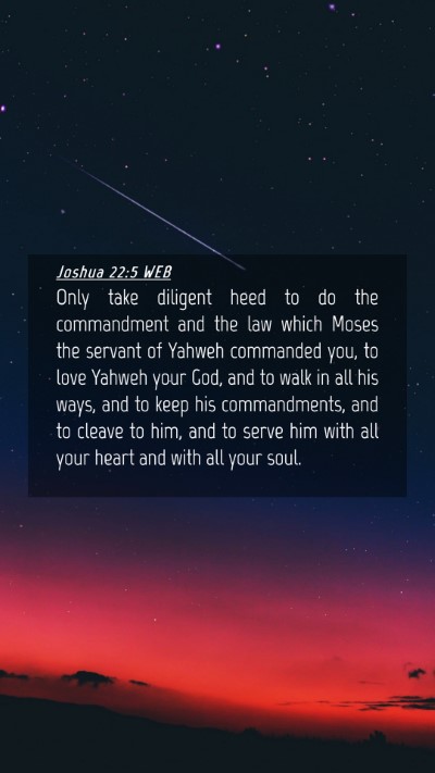 Picture 04 - Joshua 22:5 WEB Mobile Phone Wallpaper - Only take diligent heed to do the commandment and - Mobile Bible Verse Wallpaper