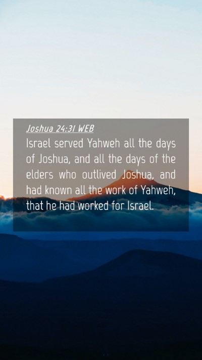Picture 04 - Joshua 24:31 WEB Mobile Phone Wallpaper - Israel served Yahweh all the days of Joshua, and - Mobile Bible Verse Wallpaper