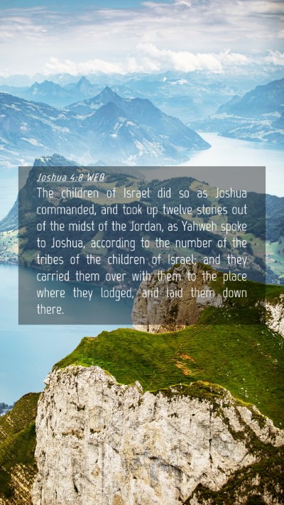 Picture 04 - Joshua 4:8 WEB Mobile Phone Wallpaper - The children of Israel did so as Joshua - Mobile Bible Verse Wallpaper