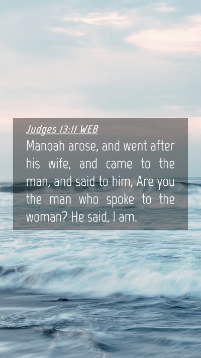 Picture 04 - Judges 13:11 WEB Mobile Phone Wallpaper - Manoah arose, and went after his wife, and came - Mobile Bible Verse Wallpaper
