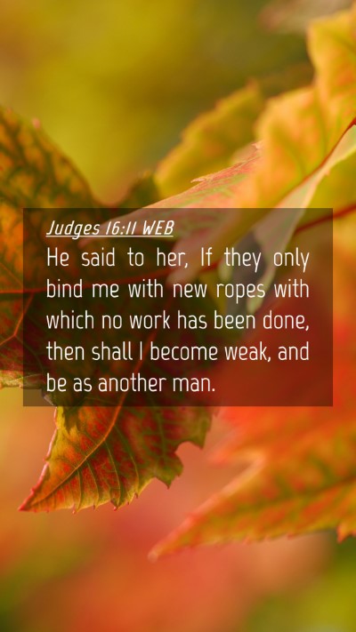 Picture 04 - Judges 16:11 WEB Mobile Phone Wallpaper - He said to her, If they only bind me with new - Mobile Bible Verse Wallpaper