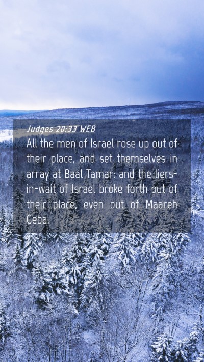 Picture 04 - Judges 20:33 WEB Mobile Phone Wallpaper - All the men of Israel rose up out of their place, - Mobile Bible Verse Wallpaper