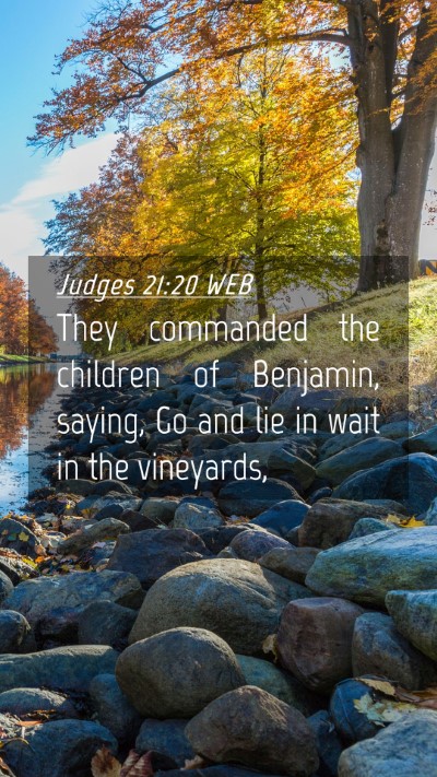 Picture 04 - Judges 21:20 WEB Mobile Phone Wallpaper - They commanded the children of Benjamin, saying, - Mobile Bible Verse Wallpaper
