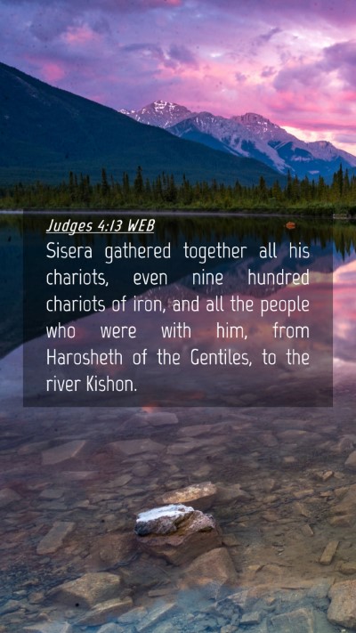 Picture 04 - Judges 4:13 WEB Mobile Phone Wallpaper - Sisera gathered together all his chariots, even - Mobile Bible Verse Wallpaper