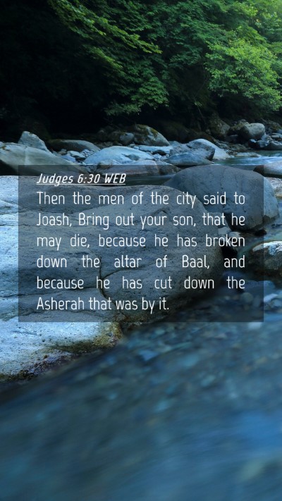 Picture 04 - Judges 6:30 WEB Mobile Phone Wallpaper - Then the men of the city said to Joash, Bring out - Mobile Bible Verse Wallpaper
