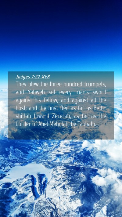 Picture 04 - Judges 7:22 WEB Mobile Phone Wallpaper - They blew the three hundred trumpets, and Yahweh - Mobile Bible Verse Wallpaper