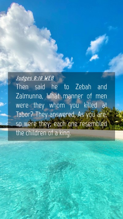 Picture 04 - Judges 8:18 WEB Mobile Phone Wallpaper - Then said he to Zebah and Zalmunna, What manner - Mobile Bible Verse Wallpaper