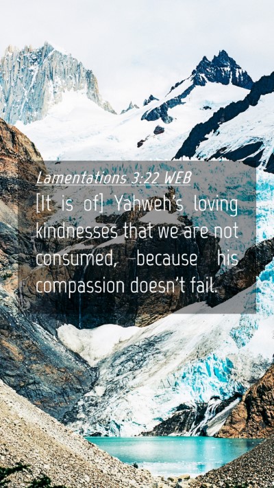 Picture 04 - Lamentations 3:22 WEB Mobile Phone Wallpaper - [It is of] Yahweh's loving kindnesses that we are - Mobile Bible Verse Wallpaper