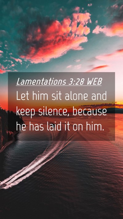 Picture 04 - Lamentations 3:28 WEB Mobile Phone Wallpaper - Let him sit alone and keep silence, because he - Mobile Bible Verse Wallpaper