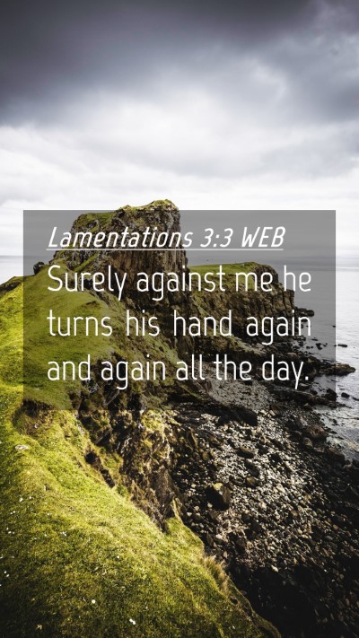 Picture 04 - Lamentations 3:3 WEB Mobile Phone Wallpaper - Surely against me he turns his hand again and - Mobile Bible Verse Wallpaper