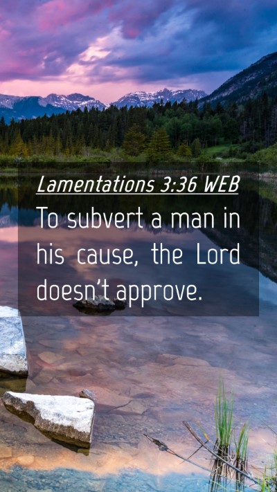 Picture 04 - Lamentations 3:36 WEB Mobile Phone Wallpaper - To subvert a man in his cause, the Lord doesn't - Mobile Bible Verse Wallpaper