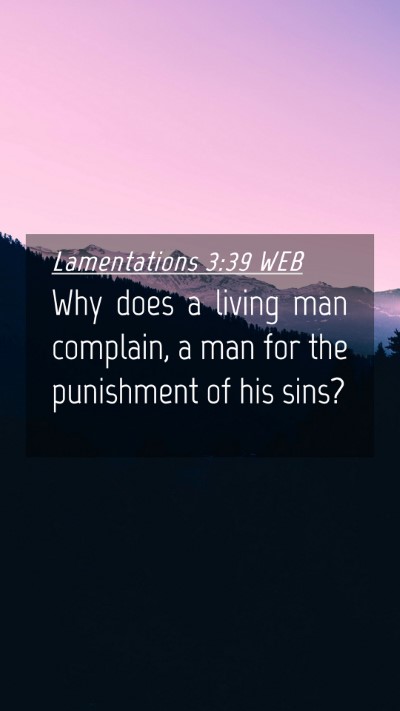 Picture 04 - Lamentations 3:39 WEB Mobile Phone Wallpaper - Why does a living man complain, a man for the - Mobile Bible Verse Wallpaper
