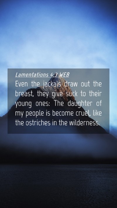 Picture 04 - Lamentations 4:3 WEB Mobile Phone Wallpaper - Even the jackals draw out the breast, they give - Mobile Bible Verse Wallpaper