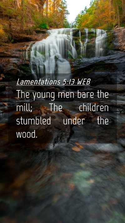 Picture 04 - Lamentations 5:13 WEB Mobile Phone Wallpaper - The young men bare the mill; The children - Mobile Bible Verse Wallpaper