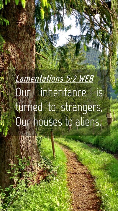 Picture 04 - Lamentations 5:2 WEB Mobile Phone Wallpaper - Our inheritance is turned to strangers, Our - Mobile Bible Verse Wallpaper