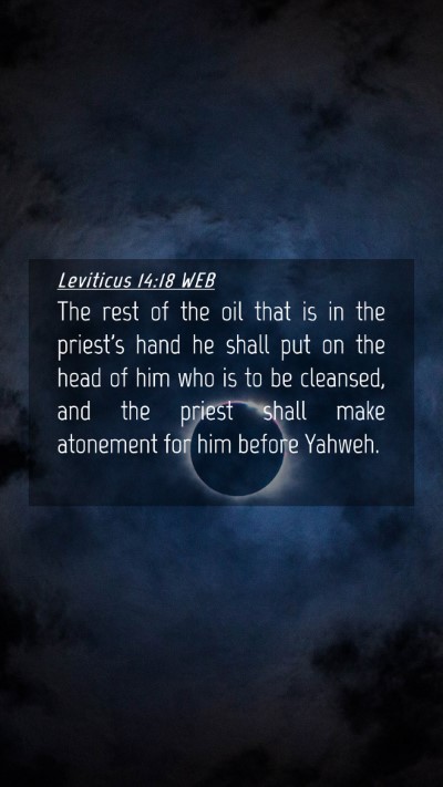 Picture 04 - Leviticus 14:18 WEB Mobile Phone Wallpaper - The rest of the oil that is in the priest's hand - Mobile Bible Verse Wallpaper