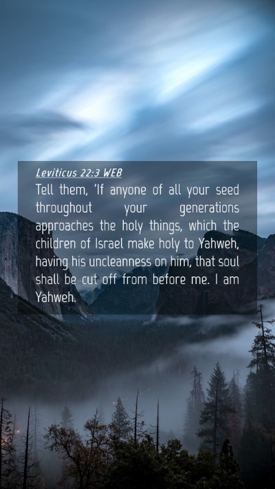 Picture 04 - Leviticus 22:3 WEB Mobile Phone Wallpaper - Tell them, 'If anyone of all your seed throughout - Mobile Bible Verse Wallpaper