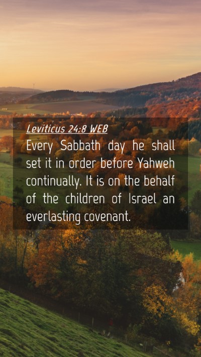 Picture 04 - Leviticus 24:8 WEB Mobile Phone Wallpaper - Every Sabbath day he shall set it in order before - Mobile Bible Verse Wallpaper