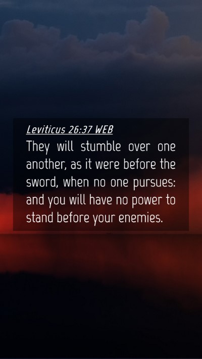 Picture 04 - Leviticus 26:37 WEB Mobile Phone Wallpaper - They will stumble over one another, as it were - Mobile Bible Verse Wallpaper