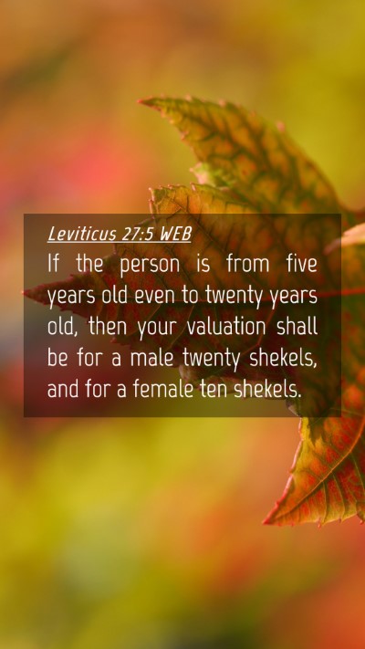 Picture 04 - Leviticus 27:5 WEB Mobile Phone Wallpaper - If the person is from five years old even to - Mobile Bible Verse Wallpaper