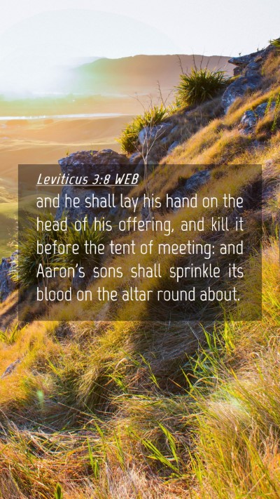 Picture 04 - Leviticus 3:8 WEB Mobile Phone Wallpaper - and he shall lay his hand on the head of his - Mobile Bible Verse Wallpaper