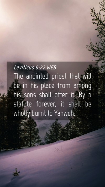 Picture 04 - Leviticus 6:22 WEB Mobile Phone Wallpaper - The anointed priest that will be in his place - Mobile Bible Verse Wallpaper