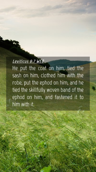 Picture 04 - Leviticus 8:7 WEB Mobile Phone Wallpaper - He put the coat on him, tied the sash on him, - Mobile Bible Verse Wallpaper