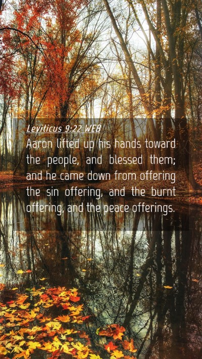 Picture 04 - Leviticus 9:22 WEB Mobile Phone Wallpaper - Aaron lifted up his hands toward the people, and - Mobile Bible Verse Wallpaper