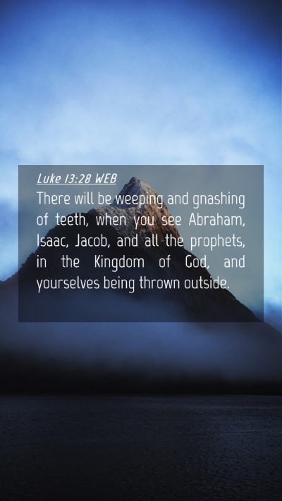 Picture 04 - Luke 13:28 WEB Mobile Phone Wallpaper - There will be weeping and gnashing of teeth, when - Mobile Bible Verse Wallpaper