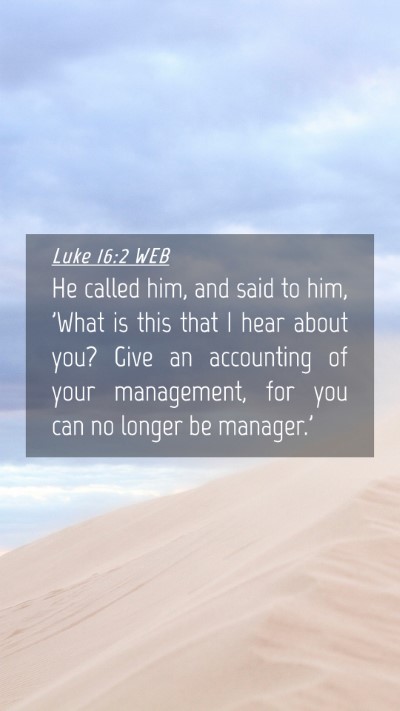Picture 04 - Luke 16:2 WEB Mobile Phone Wallpaper - He called him, and said to him, 'What is this - Mobile Bible Verse Wallpaper