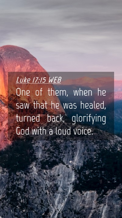 Picture 04 - Luke 17:15 WEB Mobile Phone Wallpaper - One of them, when he saw that he was healed, - Mobile Bible Verse Wallpaper