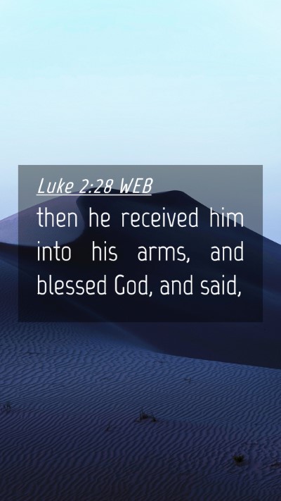 Picture 04 - Luke 2:28 WEB Mobile Phone Wallpaper - then he received him into his arms, and blessed - Mobile Bible Verse Wallpaper
