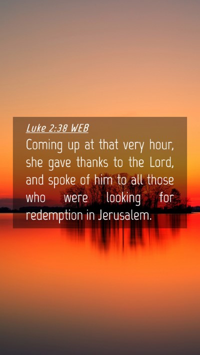 Picture 04 - Luke 2:38 WEB Mobile Phone Wallpaper - Coming up at that very hour, she gave thanks to - Mobile Bible Verse Wallpaper