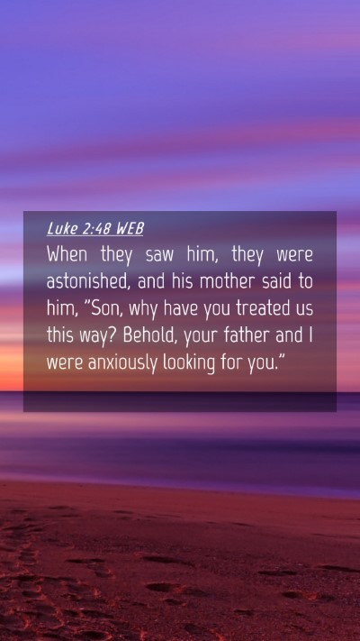 Picture 04 - Luke 2:48 WEB Mobile Phone Wallpaper - When they saw him, they were astonished, and his - Mobile Bible Verse Wallpaper
