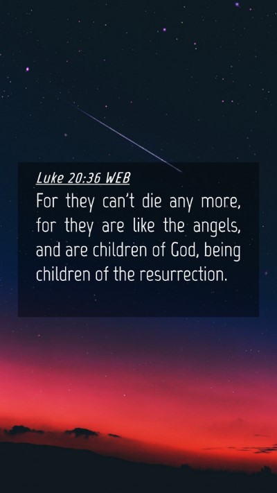 Picture 04 - Luke 20:36 WEB Mobile Phone Wallpaper - For they can't die any more, for they are like - Mobile Bible Verse Wallpaper