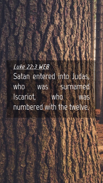 Picture 04 - Luke 22:3 WEB Mobile Phone Wallpaper - Satan entered into Judas, who was surnamed - Mobile Bible Verse Wallpaper