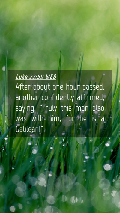 Picture 04 - Luke 22:59 WEB Mobile Phone Wallpaper - After about one hour passed, another confidently - Mobile Bible Verse Wallpaper
