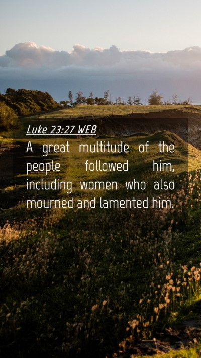 Picture 04 - Luke 23:27 WEB Mobile Phone Wallpaper - A great multitude of the people followed him, - Mobile Bible Verse Wallpaper