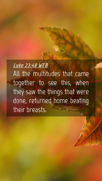 Picture 04 - Luke 23:48 WEB Mobile Phone Wallpaper - All the multitudes that came together to see - Mobile Bible Verse Wallpaper