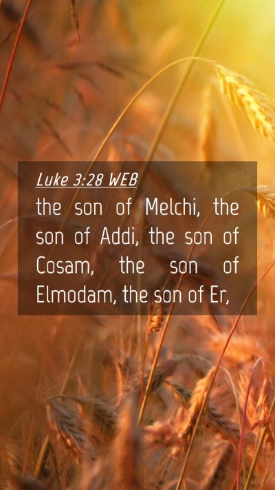 Picture 04 - Luke 3:28 WEB Mobile Phone Wallpaper - the son of Melchi, the son of Addi, the son of - Mobile Bible Verse Wallpaper